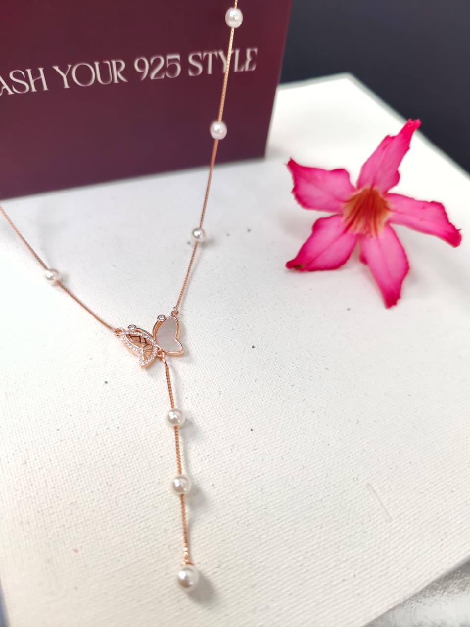 Butterfly Pearl Pendant Necklace