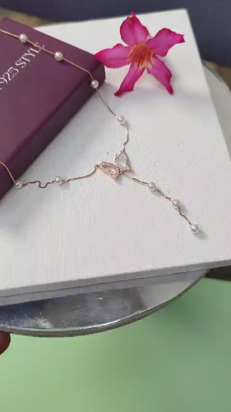 Butterfly Pearl Pendant Necklace